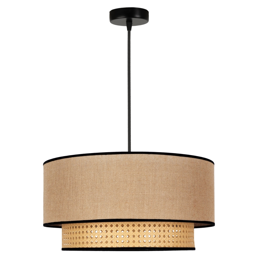 Duolla - Lustra ar auklu BOHO 1xE27/15W/230V d. 45 cm bēša/rotanga