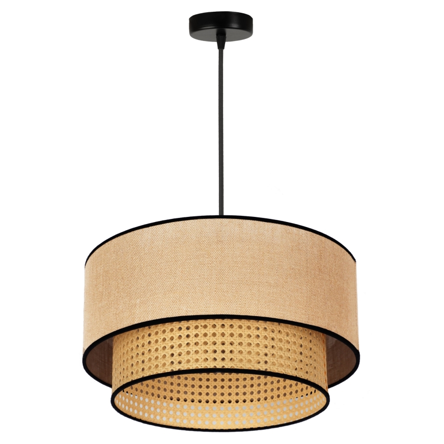 Duolla - Lustra ar auklu BOHO 1xE27/15W/230V d. 45 cm bēša/rotanga