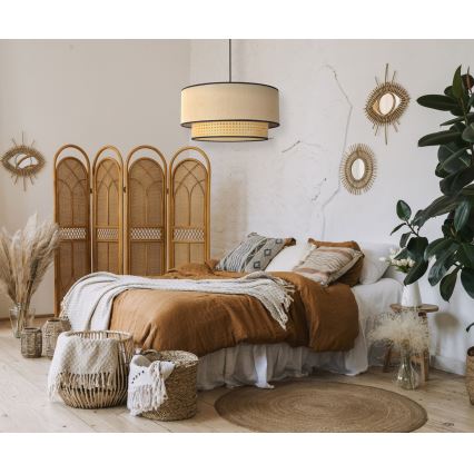 Duolla - Lustra ar auklu BOHO 1xE27/15W/230V d. 45 cm bēša/rotanga