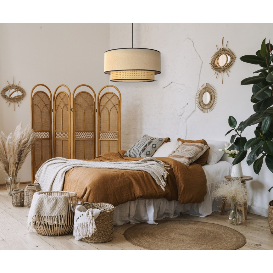 Duolla - Lustra ar auklu BOHO 1xE27/15W/230V d. 45 cm bēša/rotanga