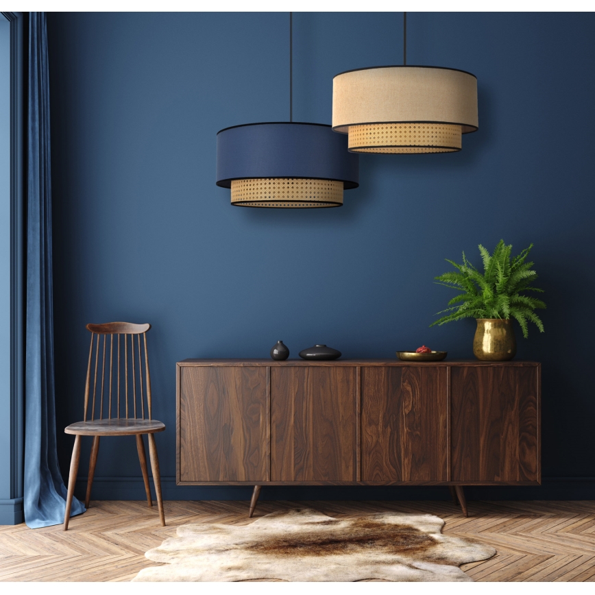 Duolla - Lustra ar auklu BOHO 1xE27/15W/230V d. 45 cm bēša/rotanga