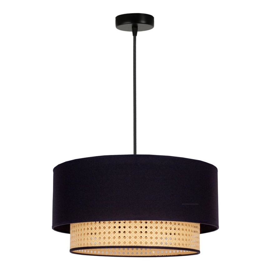Duolla - Lustra ar auklu BOHO 1xE27/15W/230V d. 45 cm melna/rotanga
