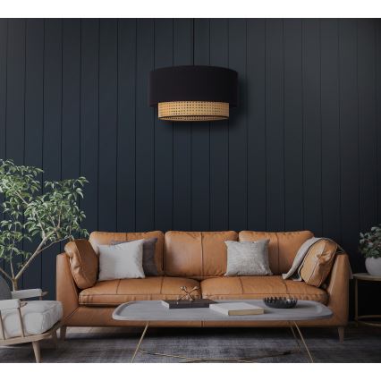 Duolla - Lustra ar auklu BOHO 1xE27/15W/230V d. 45 cm melna/rotanga