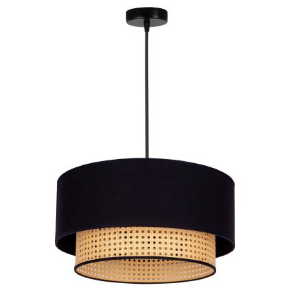 Duolla - Lustra ar auklu BOHO 1xE27/15W/230V d. 45 cm melna/rotanga