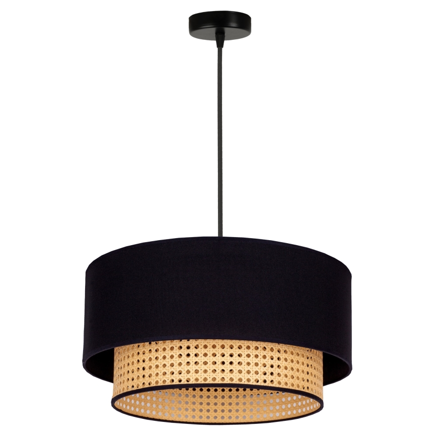 Duolla - Lustra ar auklu BOHO 1xE27/15W/230V d. 45 cm melna/rotanga