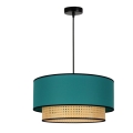 Duolla - Lustra ar auklu BOHO 1xE27/15W/230V d. 45 cm tirkīza/rotanga