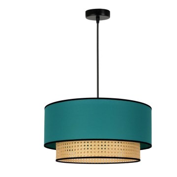 Duolla - Lustra ar auklu BOHO 1xE27/15W/230V d. 45 cm tirkīza/rotanga