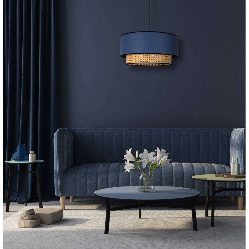 Duolla - Lustra ar auklu BOHO 1xE27/15W/230V d. 45 cm zila/rotanga