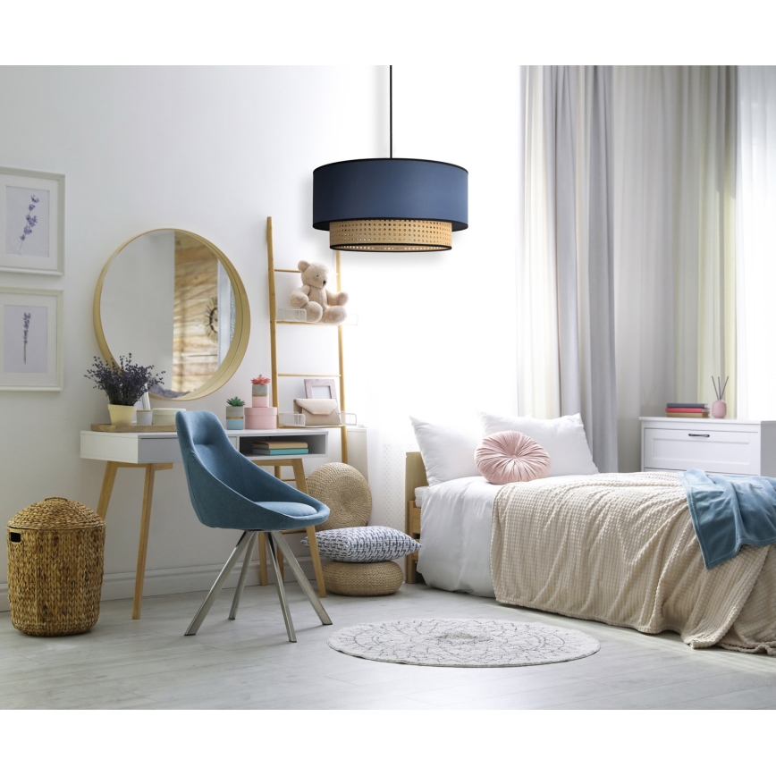 Duolla - Lustra ar auklu BOHO 1xE27/15W/230V d. 45 cm zila/rotanga