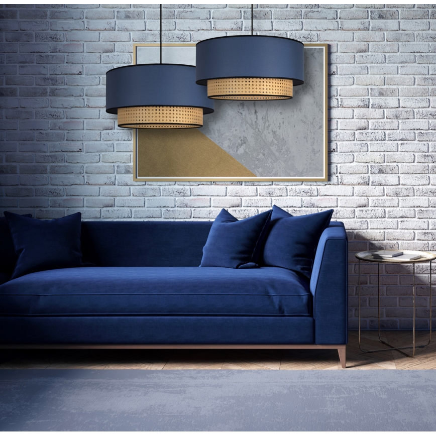 Duolla - Lustra ar auklu BOHO 1xE27/15W/230V d. 45 cm zila/rotanga