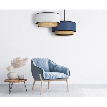 Duolla - Lustra ar auklu BOHO 1xE27/15W/230V d. 45 cm zila/rotanga