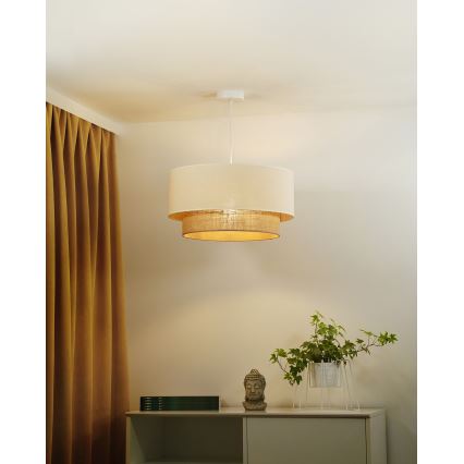 Duolla - Lustra ar auklu BOHO 1xE27/40W/230V d. 45 cm krēmkrāsa/brūna