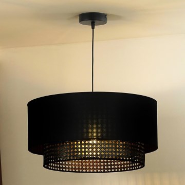 Duolla - Lustra ar auklu BOHO RATTAN 1xE27/15W/230V d. 45 cm melna
