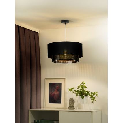 Duolla - Lustra ar auklu BOHO RATTAN 1xE27/15W/230V d. 45 cm melna