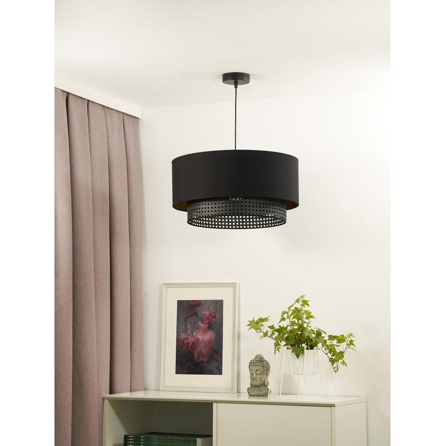 Duolla - Lustra ar auklu BOHO RATTAN 1xE27/15W/230V d. 45 cm melna