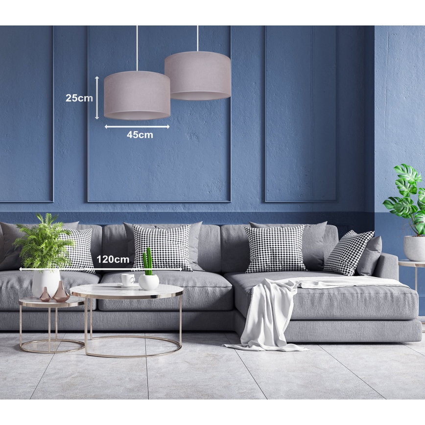 Duolla - Lustra ar auklu BRISTOL 1xE27/40W/230V d. 45 cm pelēka