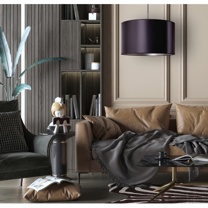 Duolla - Lustra ar auklu CANNES 1xE27/15W/230V d. 45 cm melna/sudraba