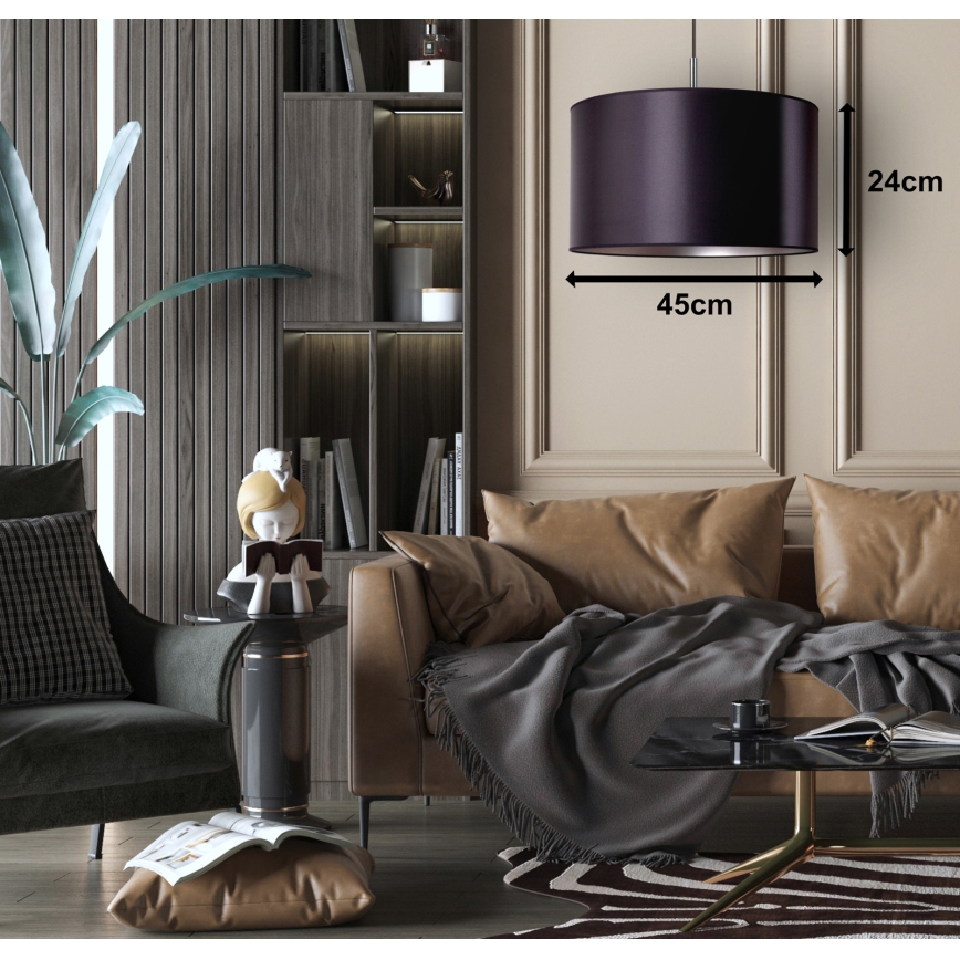 Duolla - Lustra ar auklu CANNES 1xE27/15W/230V d. 45 cm melna/sudraba