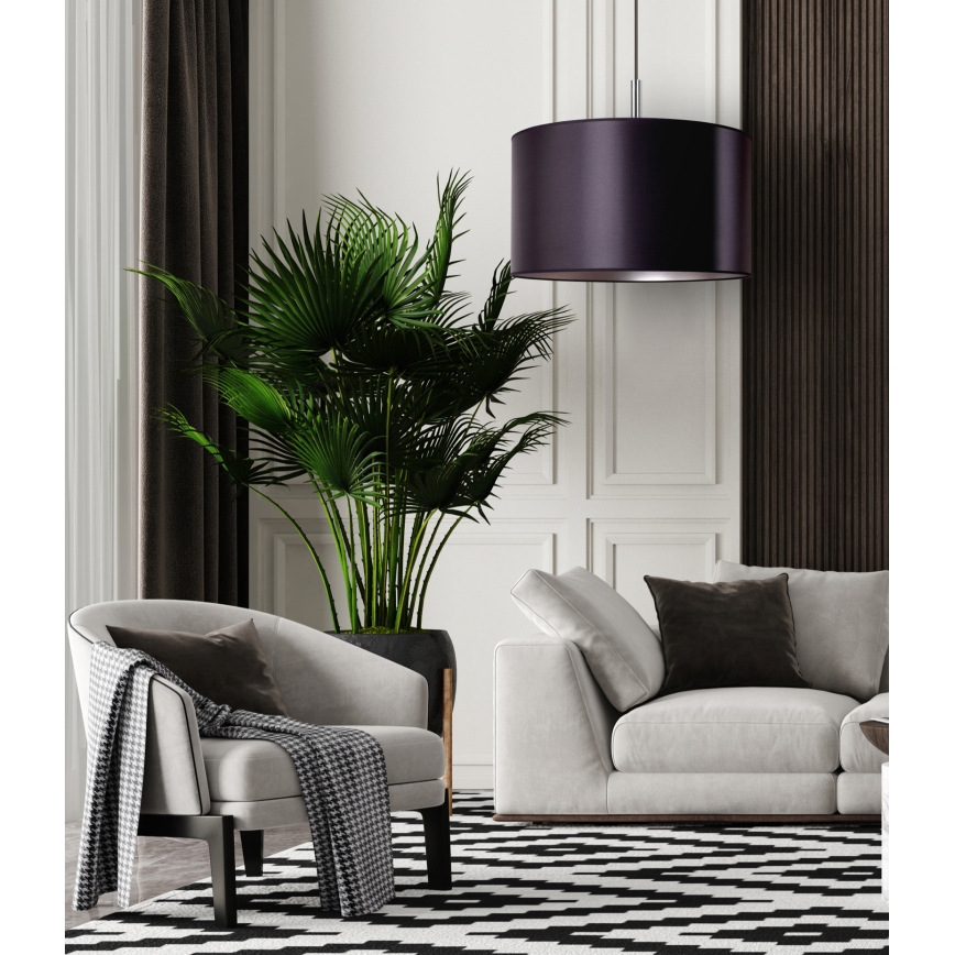 Duolla - Lustra ar auklu CANNES 1xE27/15W/230V d. 50 cm melna/sudraba