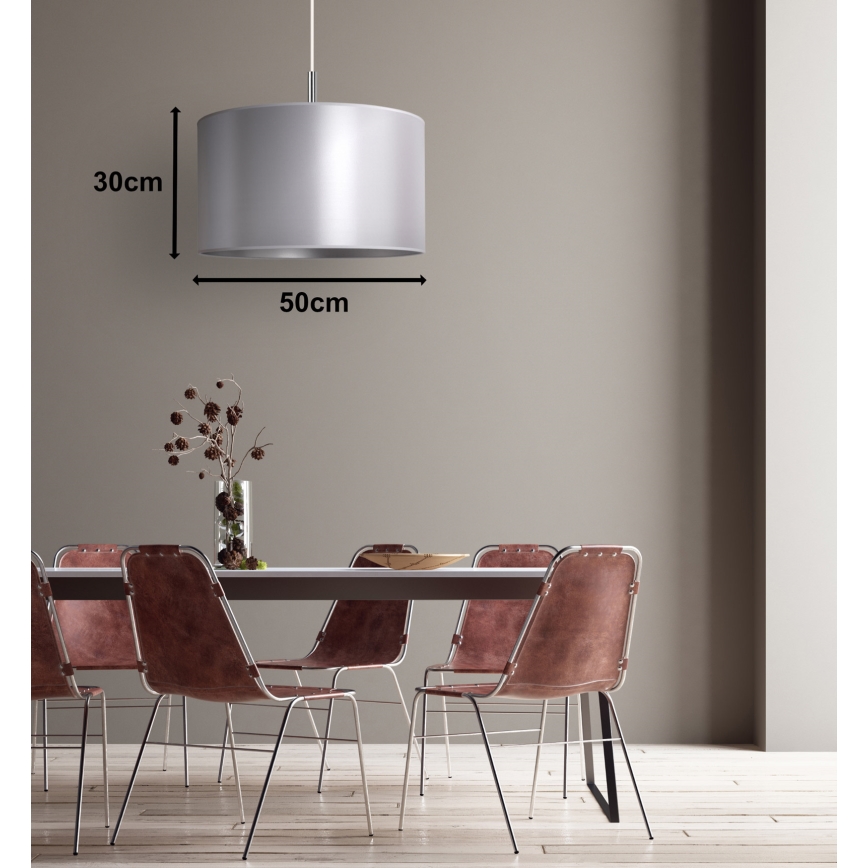 Duolla - Lustra ar auklu CANNES 1xE27/15W/230V d. 50 cm sudraba