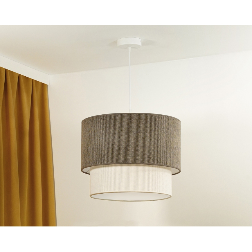 Duolla - Lustra ar auklu CORDUROY 1xE27/15W/230V d. 40 cm brūna/krēmkrāsa