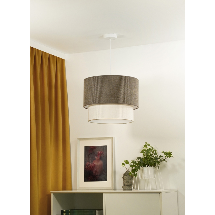 Duolla - Lustra ar auklu CORDUROY 1xE27/15W/230V d. 40 cm brūna/krēmkrāsa