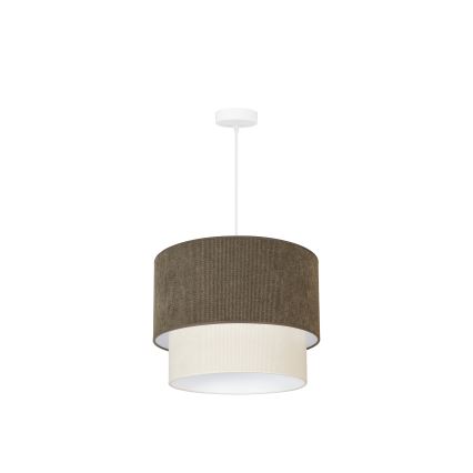 Duolla - Lustra ar auklu CORDUROY 1xE27/15W/230V d. 40 cm brūna/krēmkrāsa
