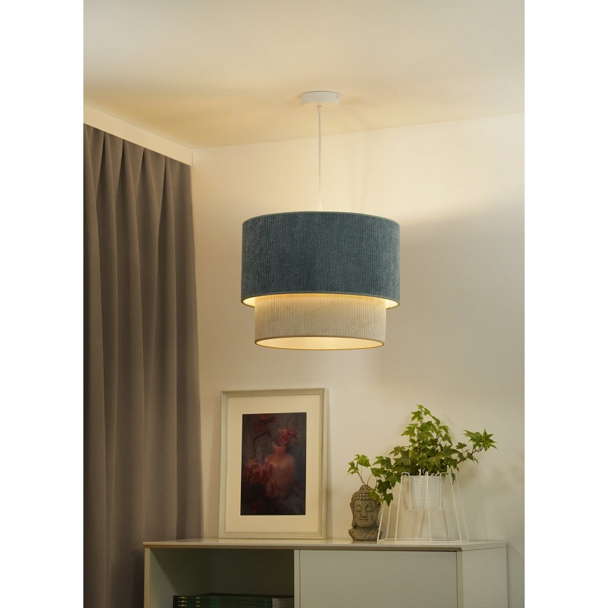Duolla - Lustra ar auklu CORDUROY 1xE27/15W/230V d. 40 cm zila/bēša