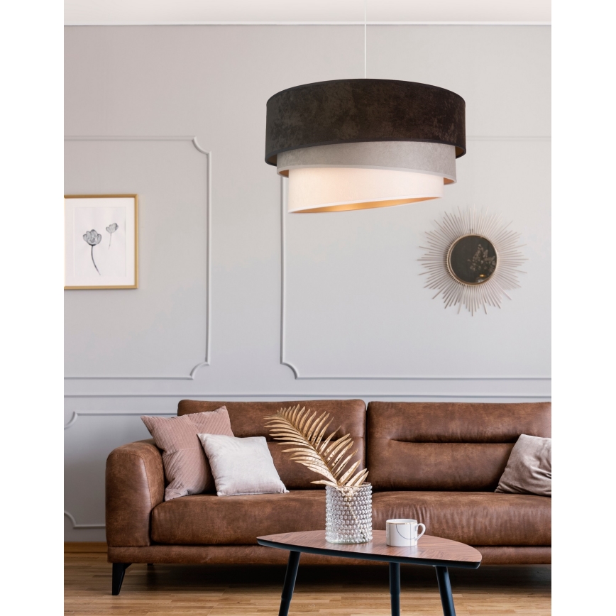 Duolla - Lustra ar auklu DEVON 1xE27/40W/230V d. 45 cm melna/pelēka/bēša