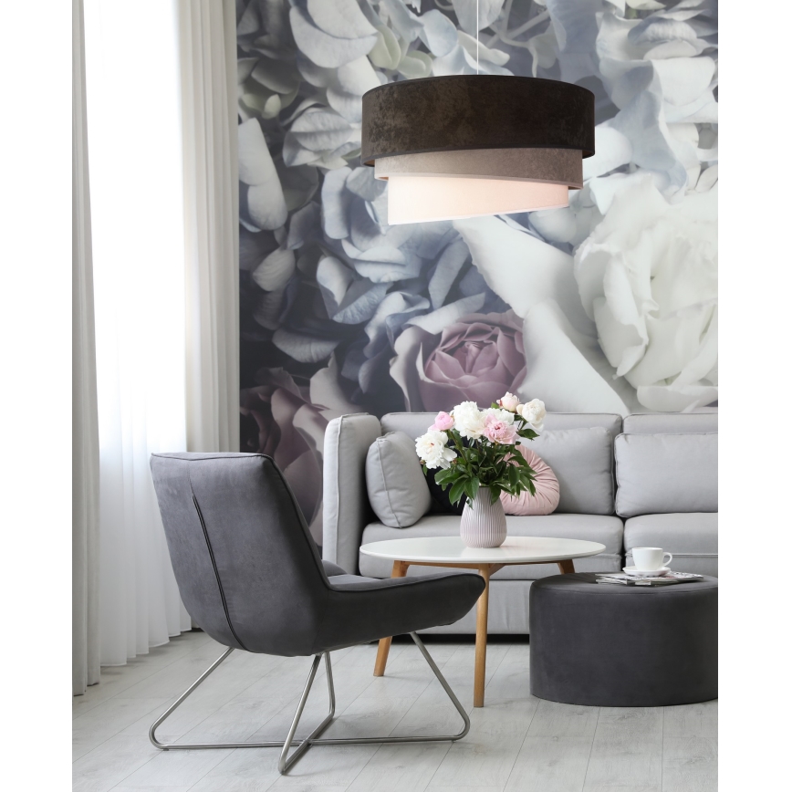 Duolla - Lustra ar auklu DEVON 1xE27/40W/230V d. 45 cm melna/pelēka/bēša