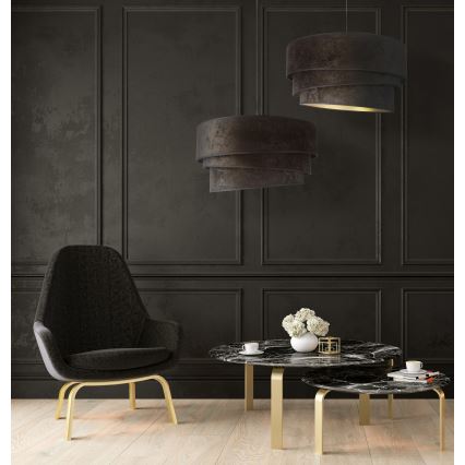 Duolla - Lustra ar auklu DEVON 1xE27/40W/230V d. 45 cm melna/zelta