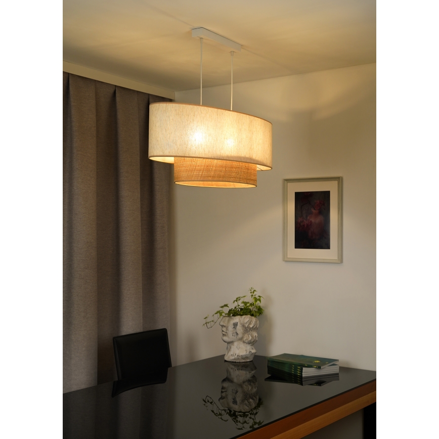 Duolla - Lustra ar auklu DOUBLE OVAL NATURE 2xE27/15W/230V krēmkrāsa/bēša