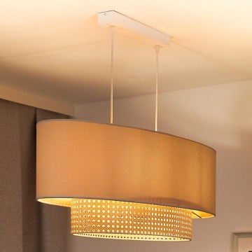Duolla - Lustra ar auklu DOUBLE OVAL RATTAN 2xE27/15W/230V krēmkrāsa/rotanga