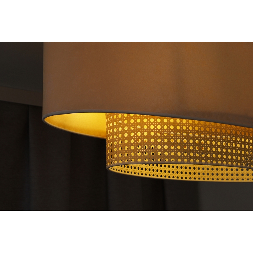 Duolla - Lustra ar auklu DOUBLE OVAL RATTAN 2xE27/15W/230V krēmkrāsa/rotanga