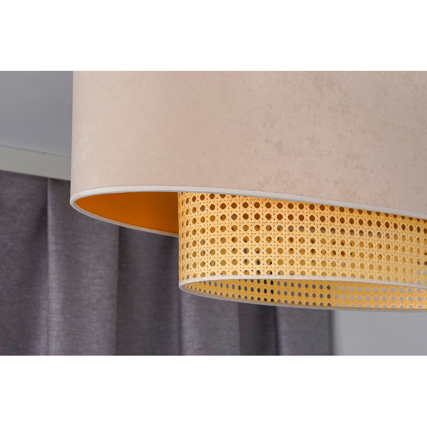 Duolla - Lustra ar auklu DOUBLE OVAL RATTAN 2xE27/15W/230V krēmkrāsa/rotanga