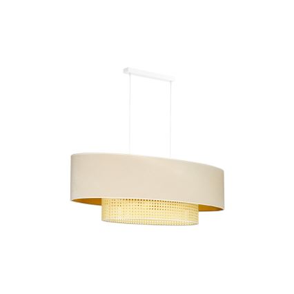 Duolla - Lustra ar auklu DOUBLE OVAL RATTAN 2xE27/15W/230V krēmkrāsa/rotanga