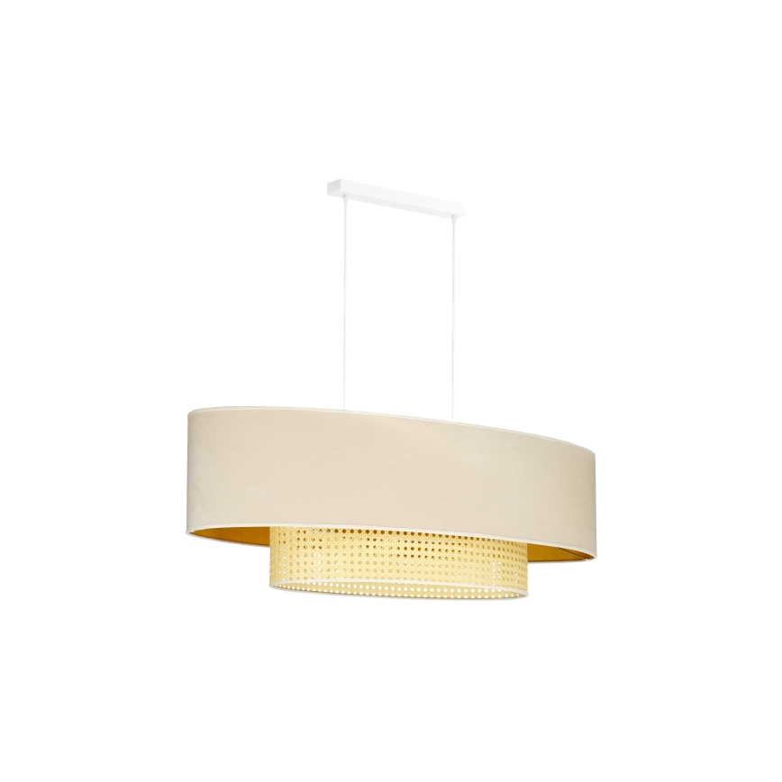 Duolla - Lustra ar auklu DOUBLE OVAL RATTAN 2xE27/15W/230V krēmkrāsa/rotanga