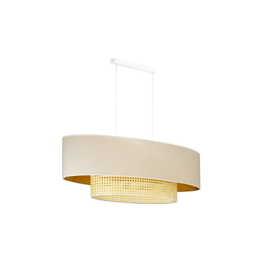 Duolla - Lustra ar auklu DOUBLE OVAL RATTAN 2xE27/15W/230V krēmkrāsa/rotanga