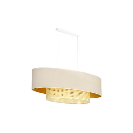Duolla - Lustra ar auklu DOUBLE OVAL RATTAN 2xE27/15W/230V krēmkrāsa/rotanga