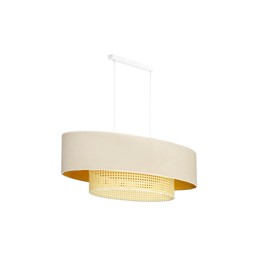 Duolla - Lustra ar auklu DOUBLE OVAL RATTAN 2xE27/15W/230V krēmkrāsa/rotanga