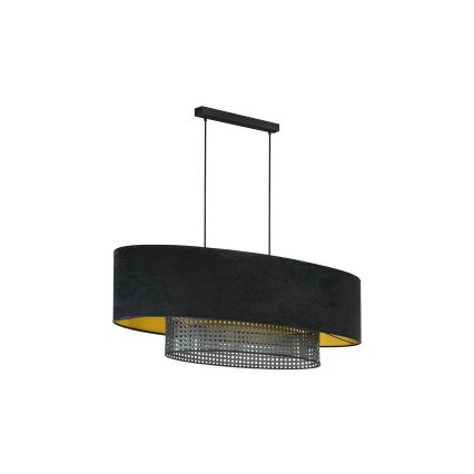 Duolla - Lustra ar auklu DOUBLE OVAL RATTAN 2xE27/15W/230V melna/rotanga