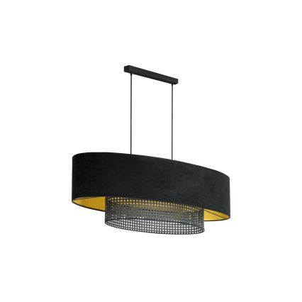 Duolla - Lustra ar auklu DOUBLE OVAL RATTAN 2xE27/15W/230V melna/rotanga