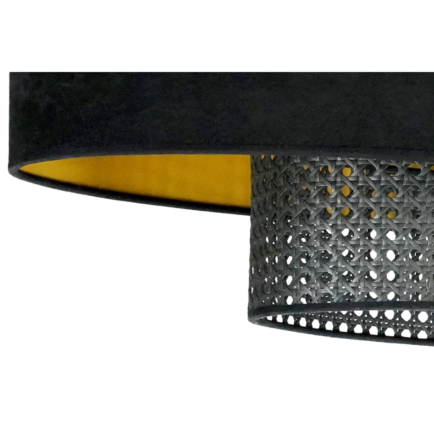 Duolla - Lustra ar auklu DOUBLE OVAL RATTAN 2xE27/15W/230V melna/rotanga