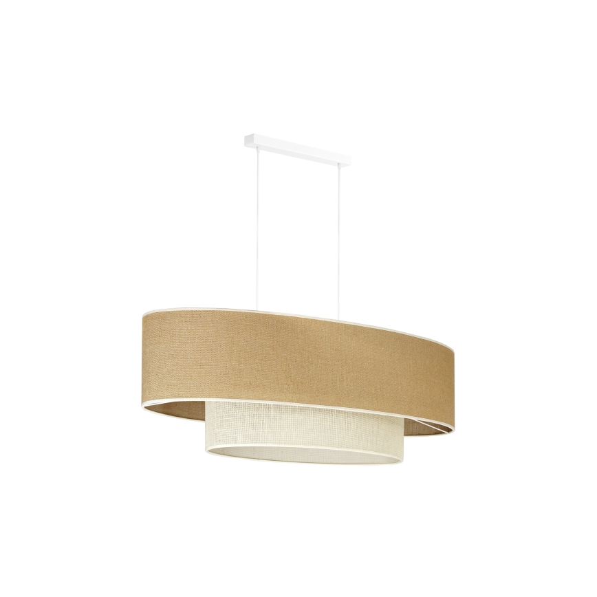 Duolla - Lustra ar auklu DOUBLE OVAL YUTE 2xE27/15W/230V brūna/krēmkrāsa