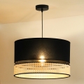Duolla - Lustra ar auklu DOUBLE RATTAN 1xE27/15W/230V d. 40 cm melna/bēša