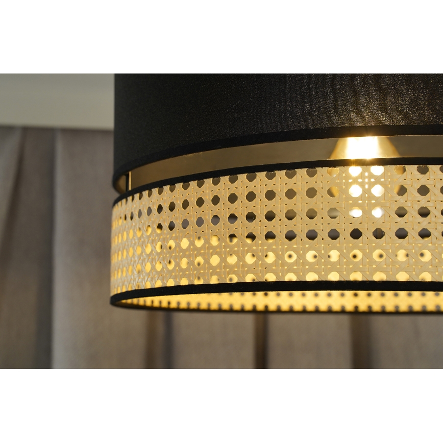 Duolla - Lustra ar auklu DOUBLE RATTAN 1xE27/15W/230V d. 40 cm melna/bēša