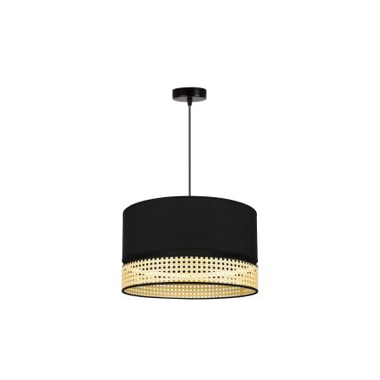 Duolla - Lustra ar auklu DOUBLE RATTAN 1xE27/15W/230V d. 40 cm melna/bēša