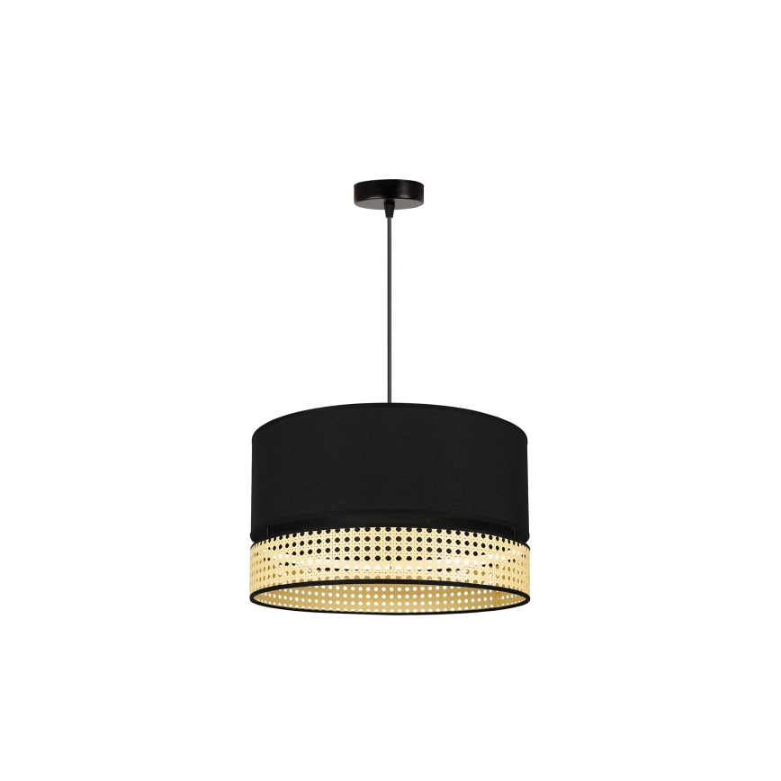 Duolla - Lustra ar auklu DOUBLE RATTAN 1xE27/15W/230V d. 40 cm melna/bēša