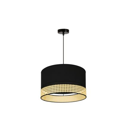 Duolla - Lustra ar auklu DOUBLE RATTAN 1xE27/15W/230V d. 40 cm melna/bēša