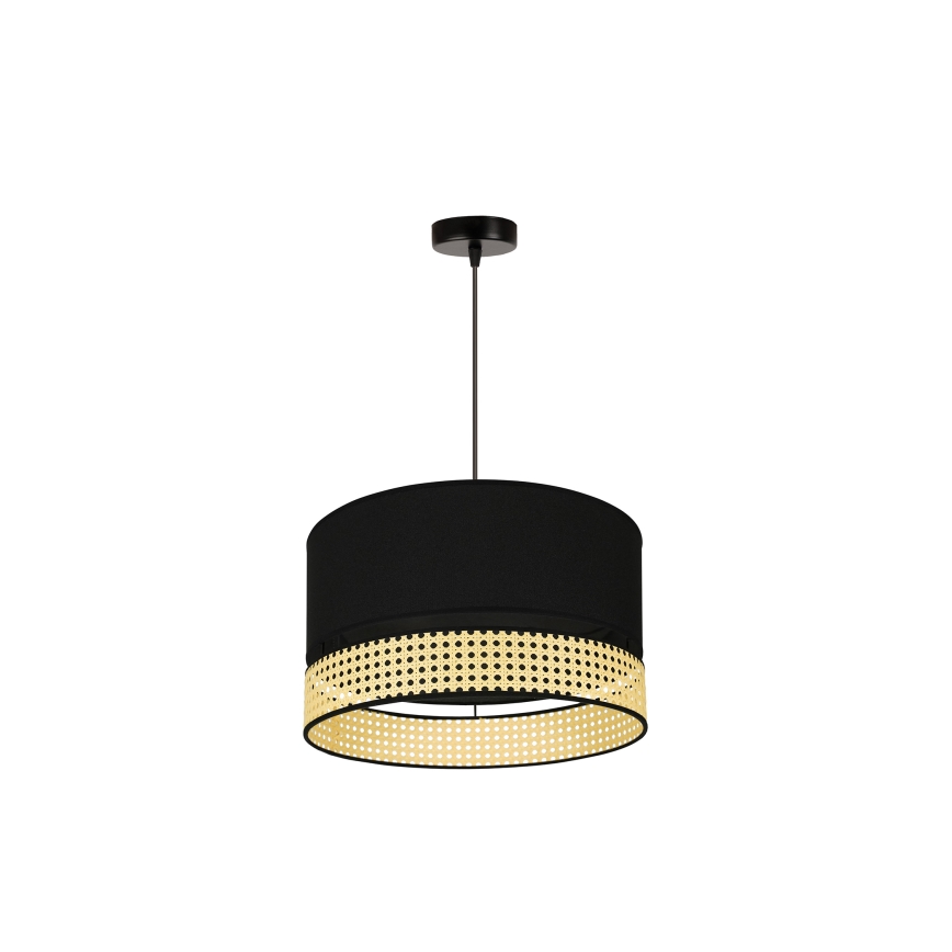 Duolla - Lustra ar auklu DOUBLE RATTAN 1xE27/15W/230V d. 40 cm melna/bēša